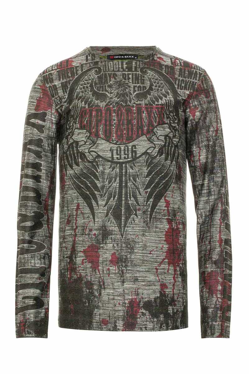 CL466 Patterned Crew Neck Sweatshirt