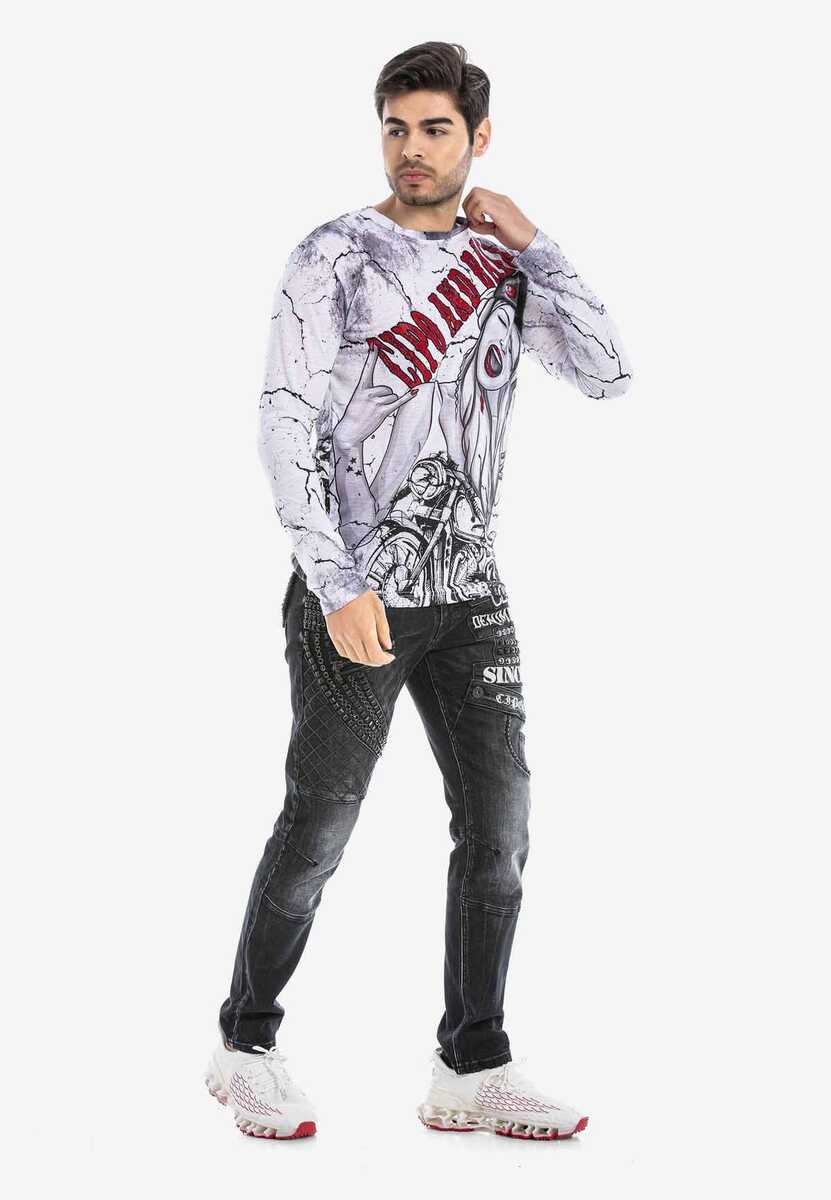 CL467 Biker Print Lightweight Sweatshirt
