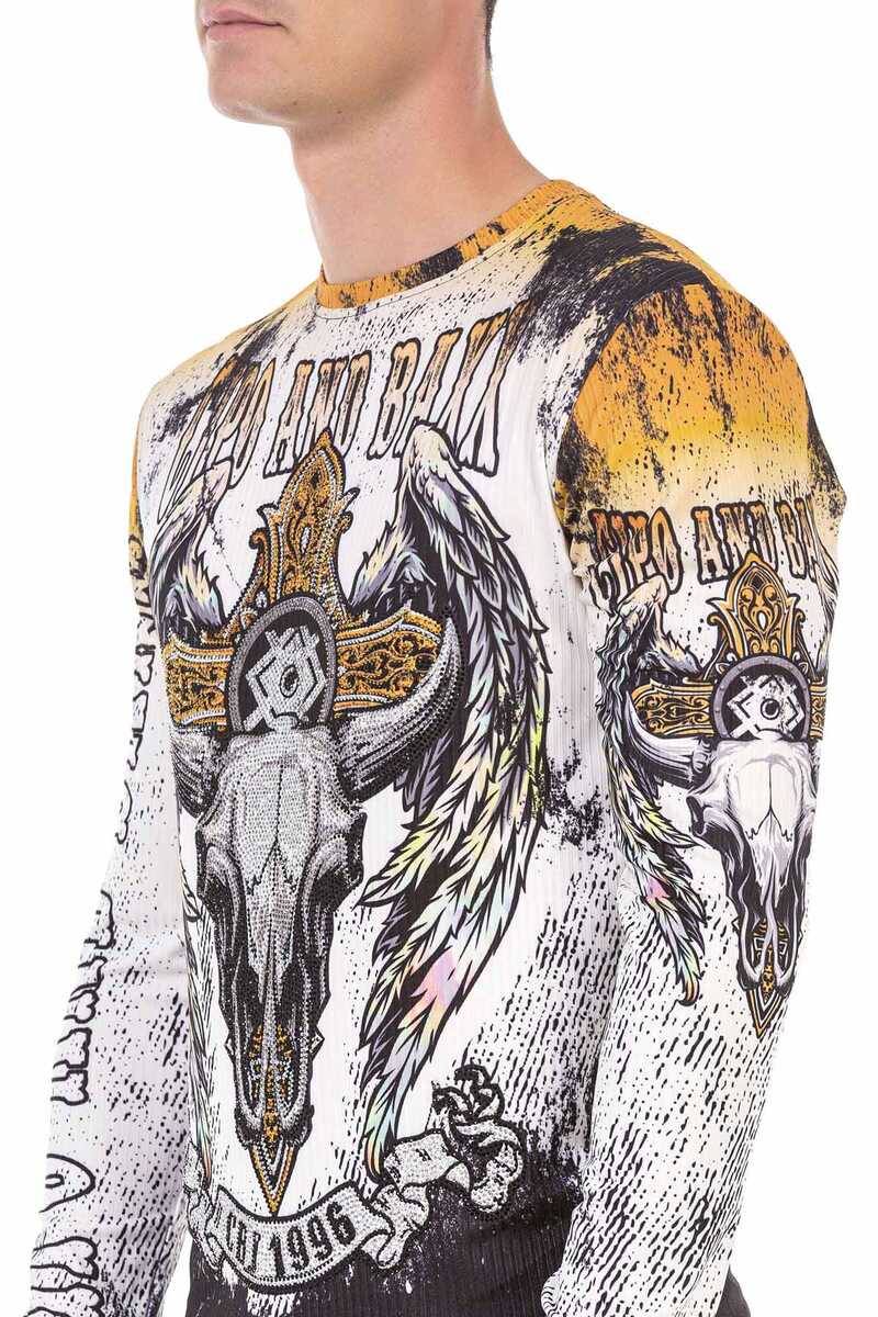 CL492 Ecru Skull Print Sweatshirt