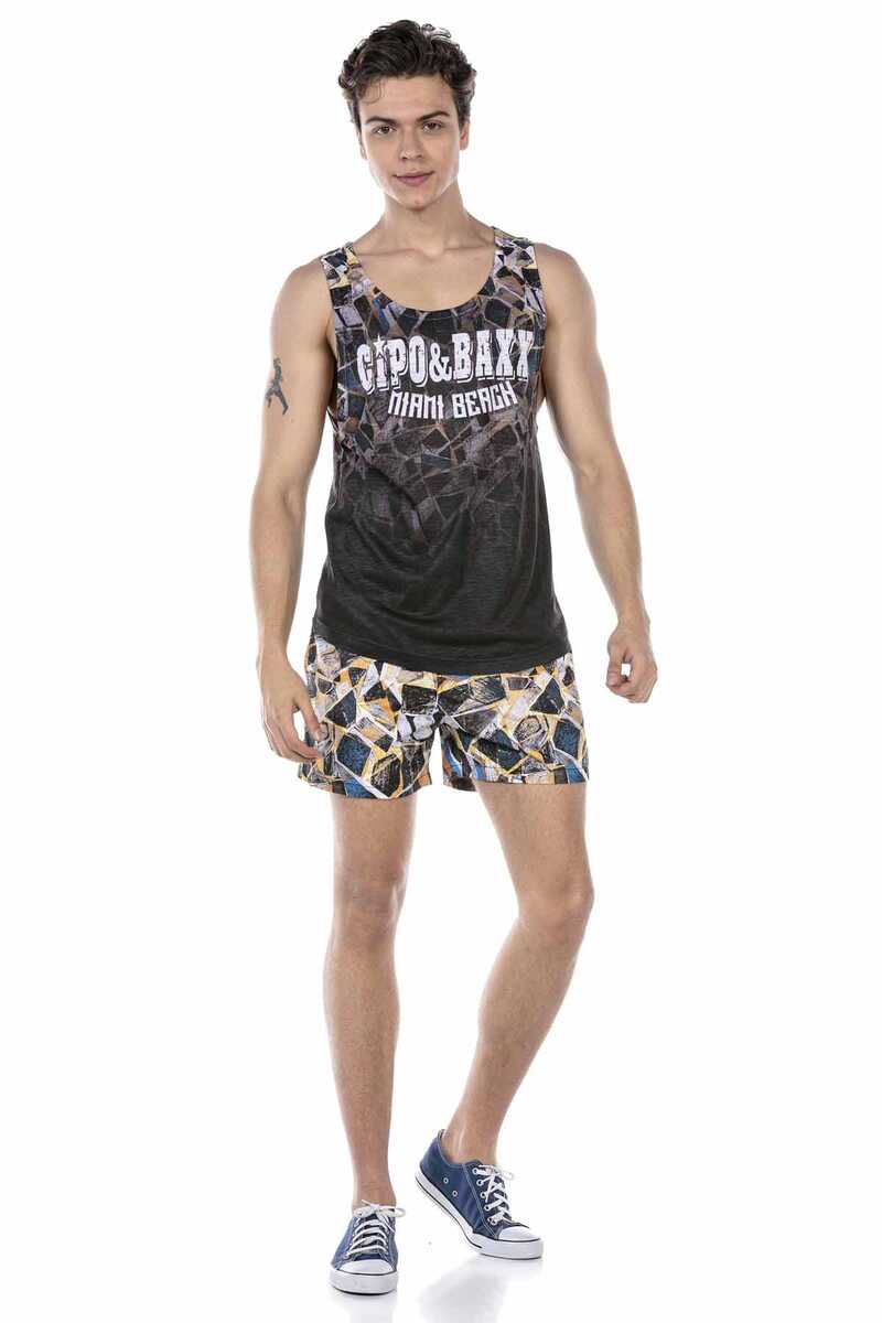 CUK244 Patterned Swim Short Set