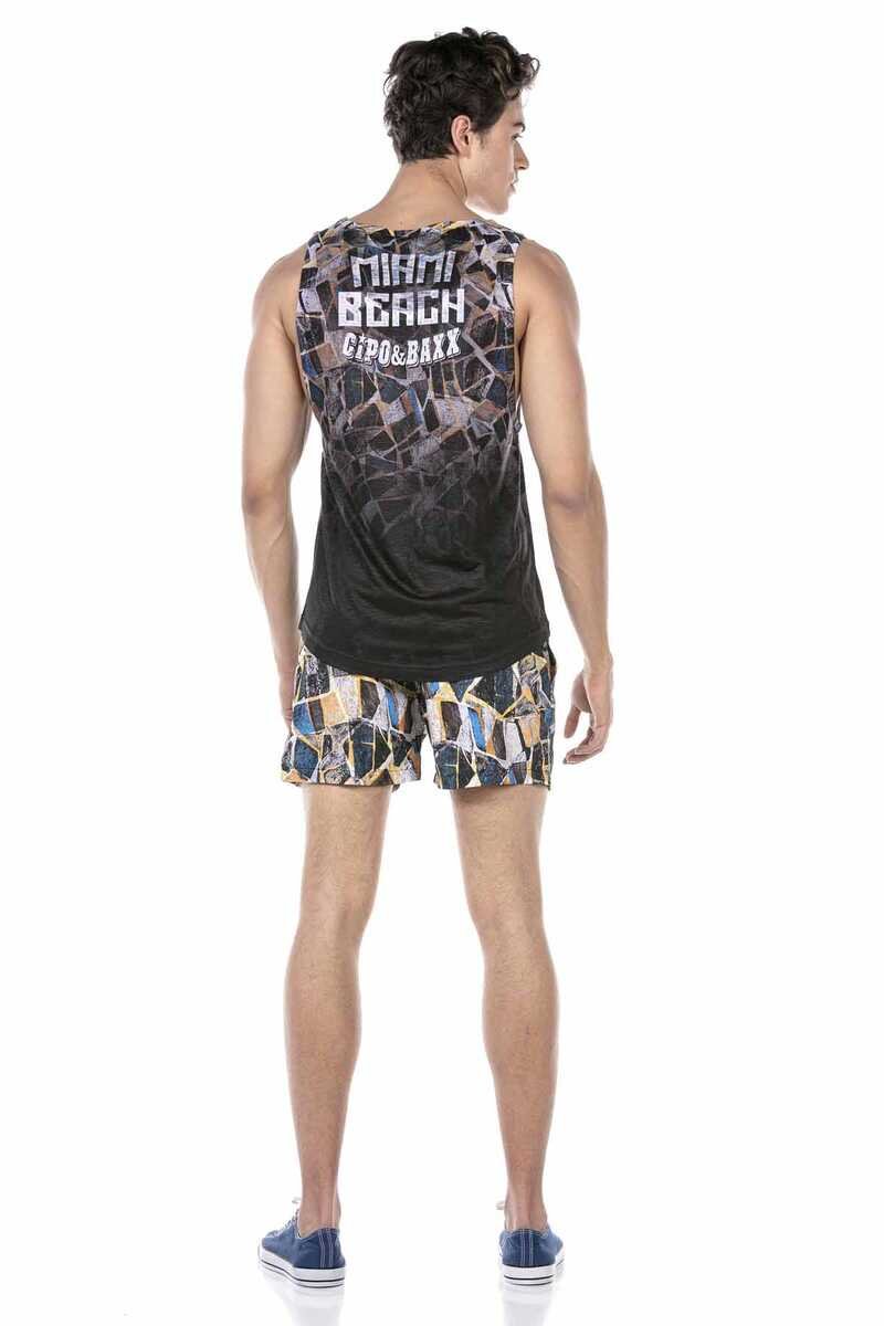 CUK244 Patterned Swim Short Set