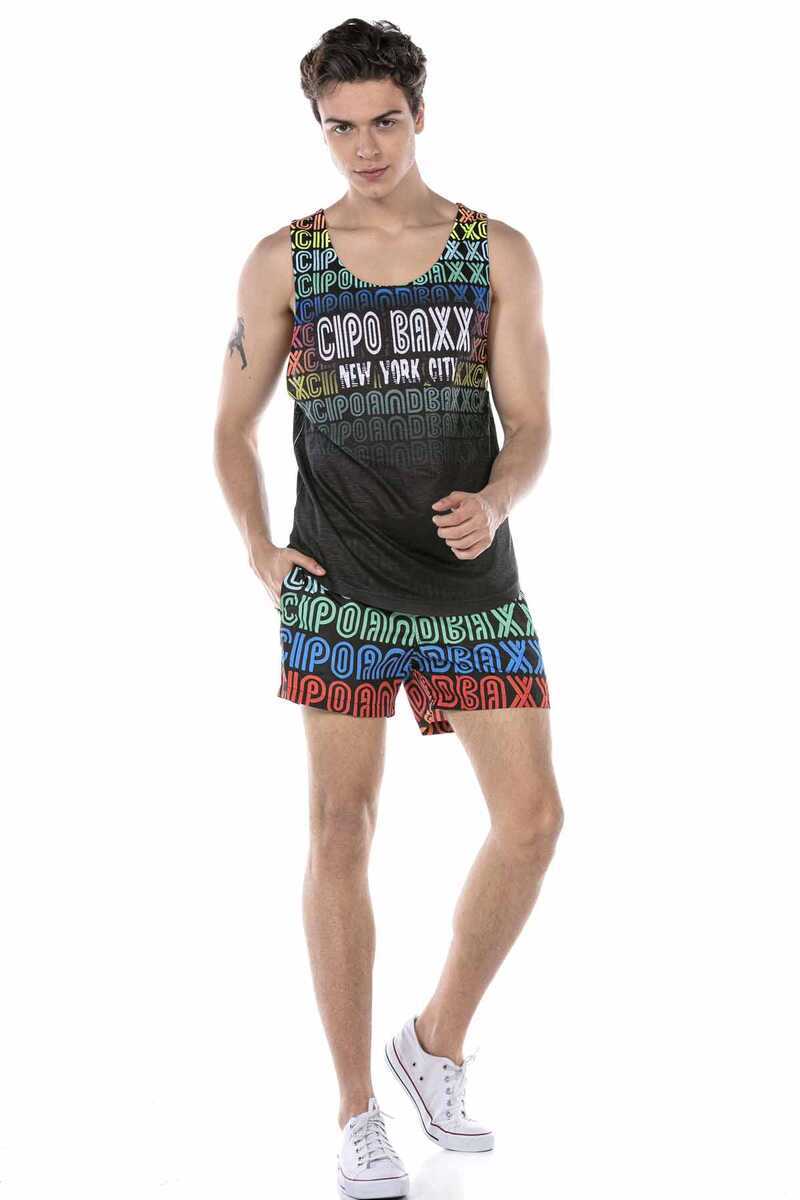 CUK246 Colorful Swim Short & Tank Top Set