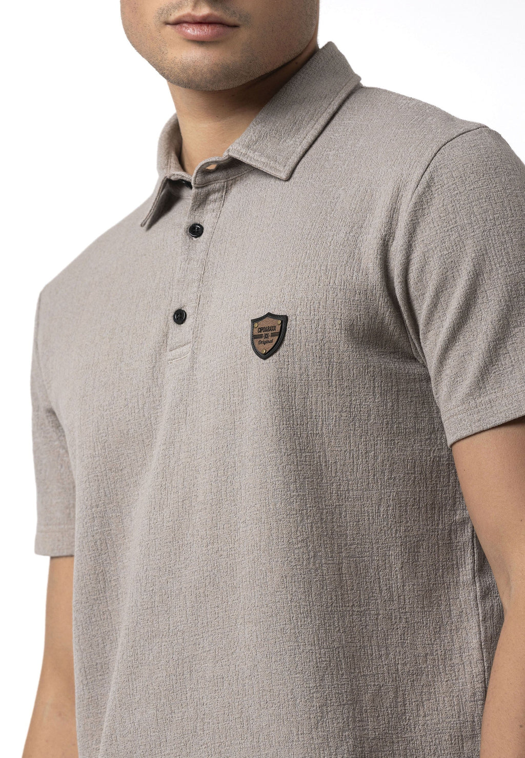 CT825 Men's Polo Collar Badge-Detail T-Shirt