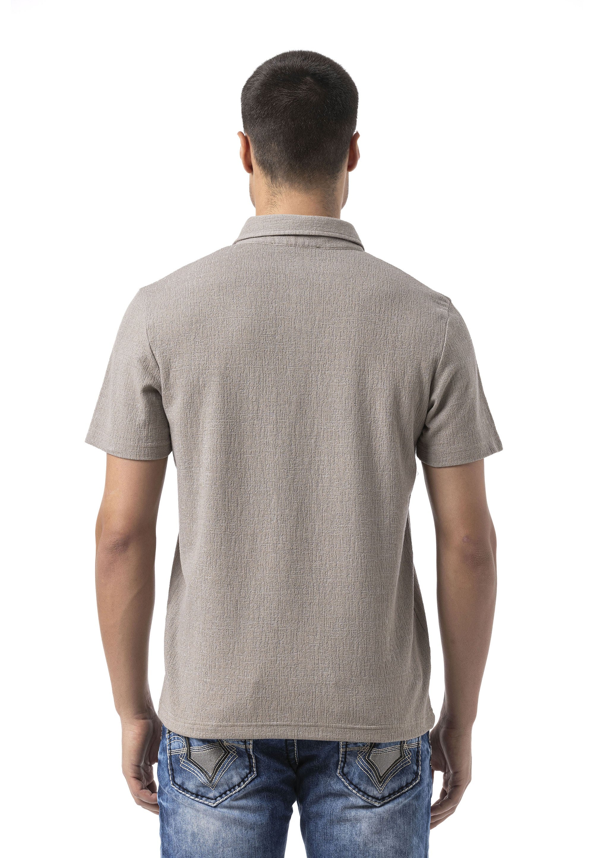 CT825 Men's Polo Collar Badge-Detail T-Shirt
