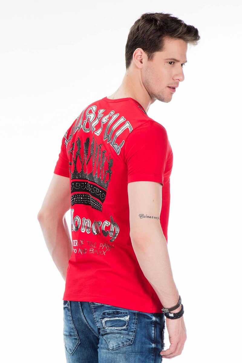 CT377 Stone Embellished Foil Print Men's T-Shirt
