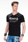 CT377 Stone Embellished Foil Print Men's T-Shirt