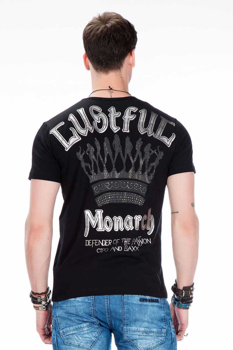 CT377 Stone Embellished Foil Print Men's T-Shirt