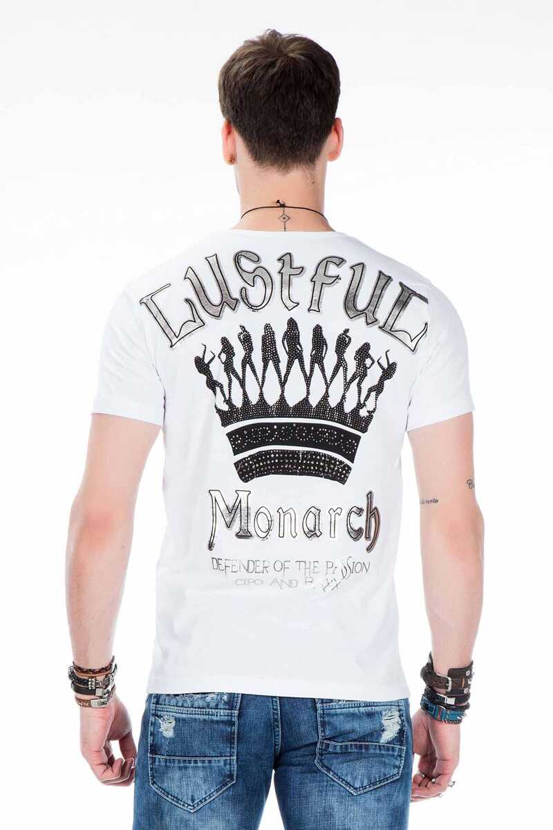 CT377 Stone Embellished Foil Print Men's T-Shirt