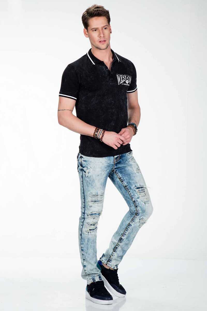 CT381 West Coast Print Polo Collar T-Shirt