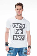 CT430 Glossy Print Simple Slim Fit Men's T-Shirt