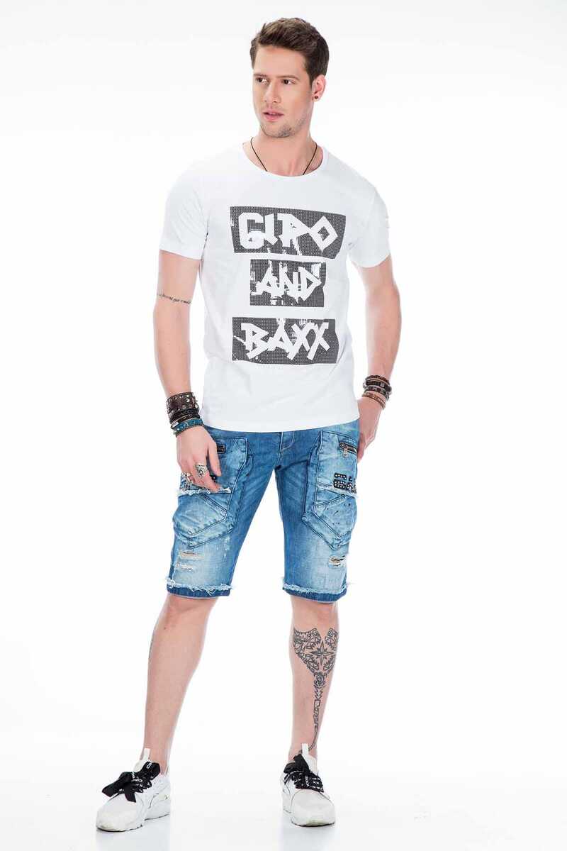 CT430 Glossy Print Simple Slim Fit Men's T-Shirt