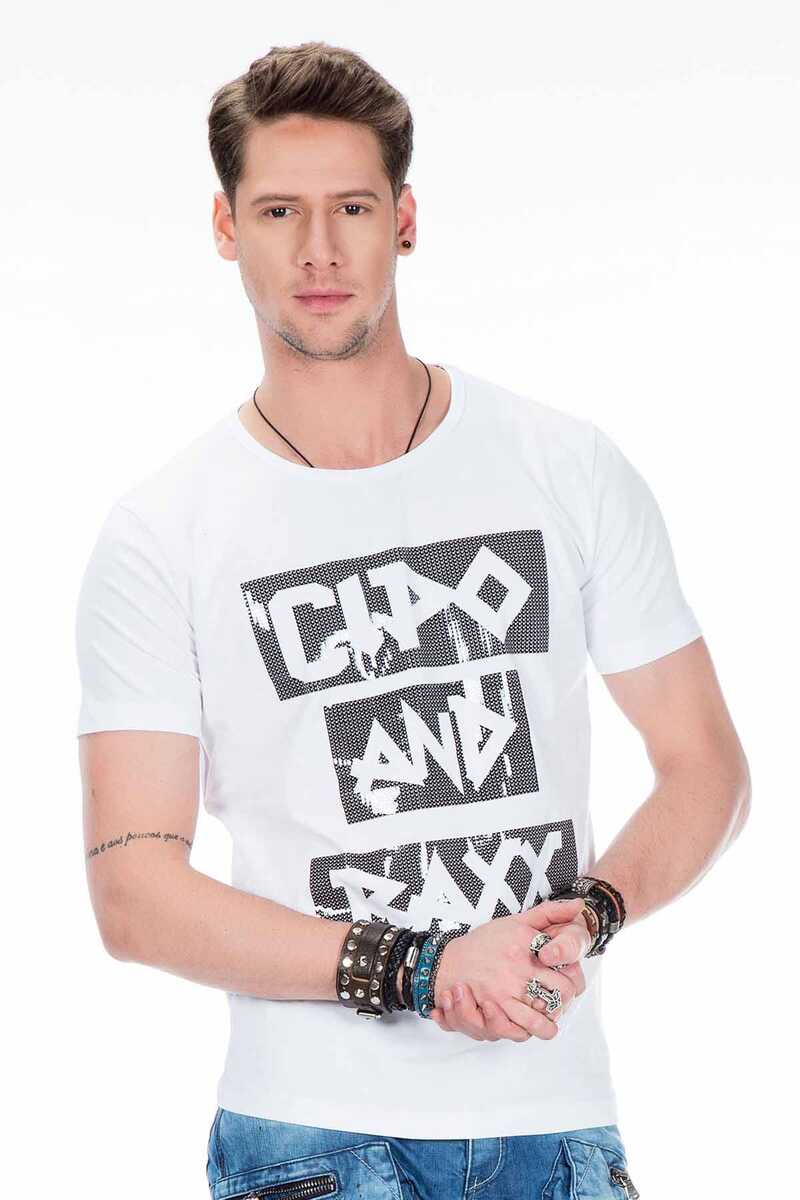 CT430 Glossy Print Simple Slim Fit Men's T-Shirt