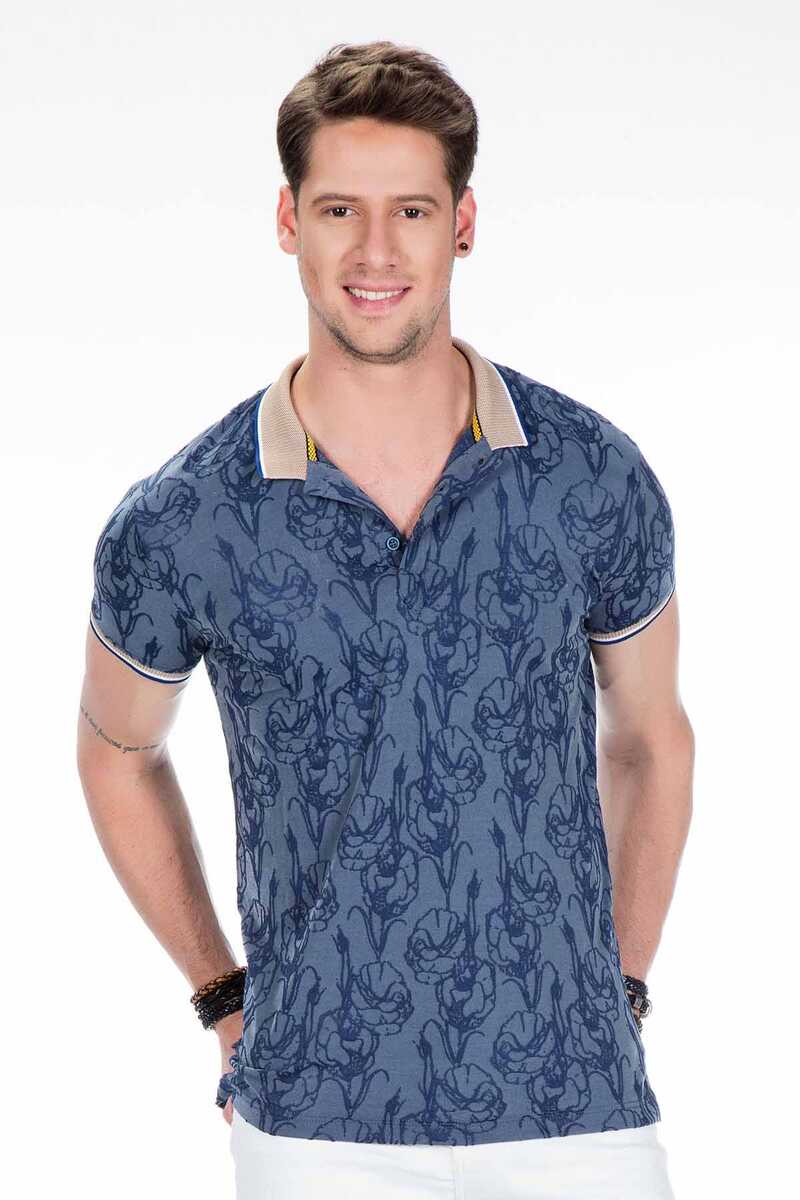 CT451 Polo Collar Floral Pattern Men's T-Shirt