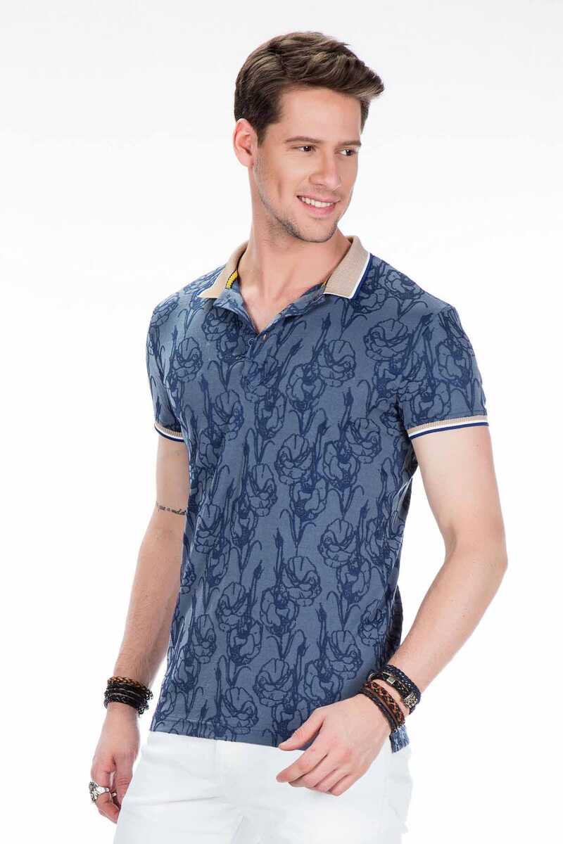 CT451 Polo Collar Floral Pattern Men's T-Shirt
