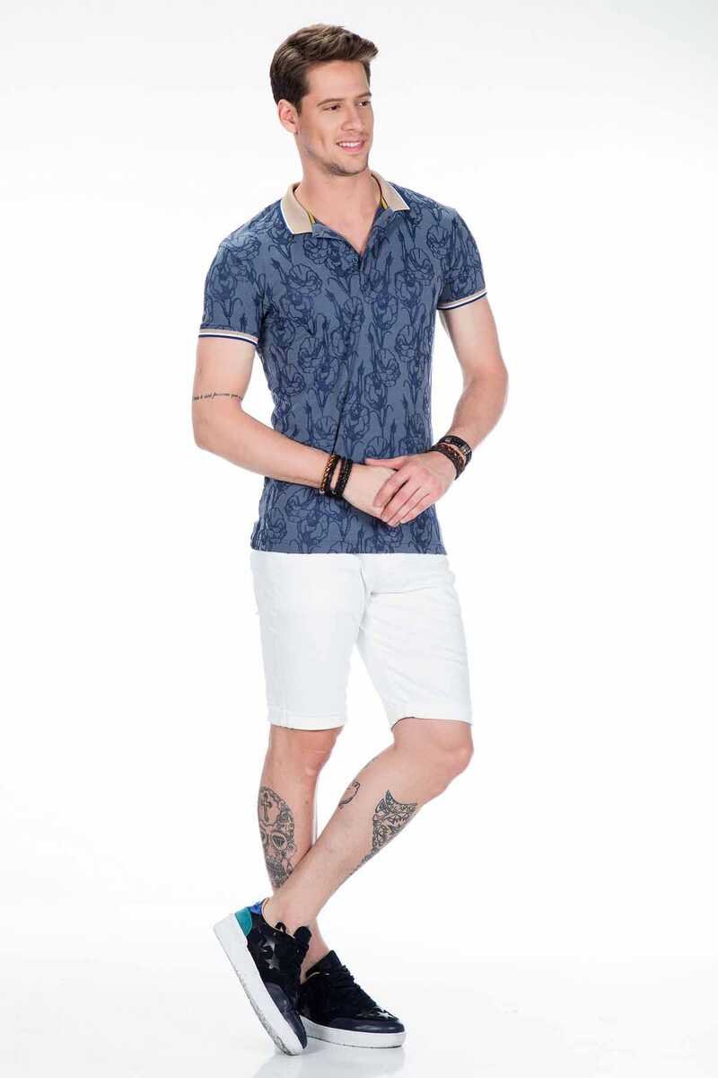 CT451 Polo Collar Floral Pattern Men's T-Shirt