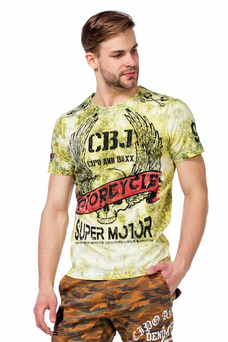 CT458 Printed Washed Slim Fit Men's T-Shirt