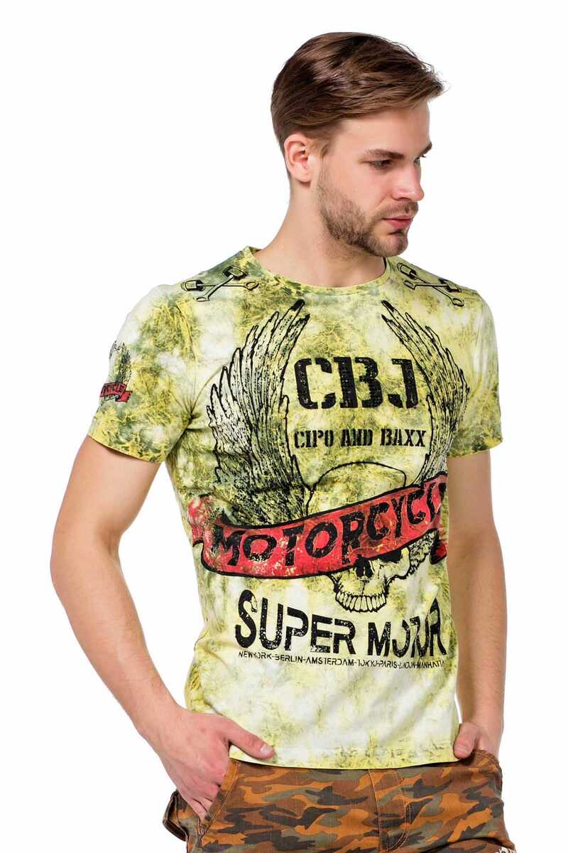 CT458 Printed Washed Slim Fit Men's T-Shirt