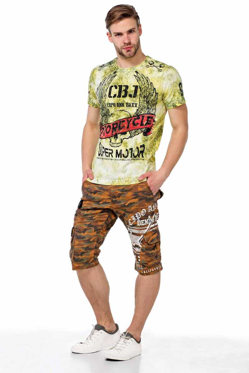 CT458 Printed Washed Slim Fit Men's T-Shirt