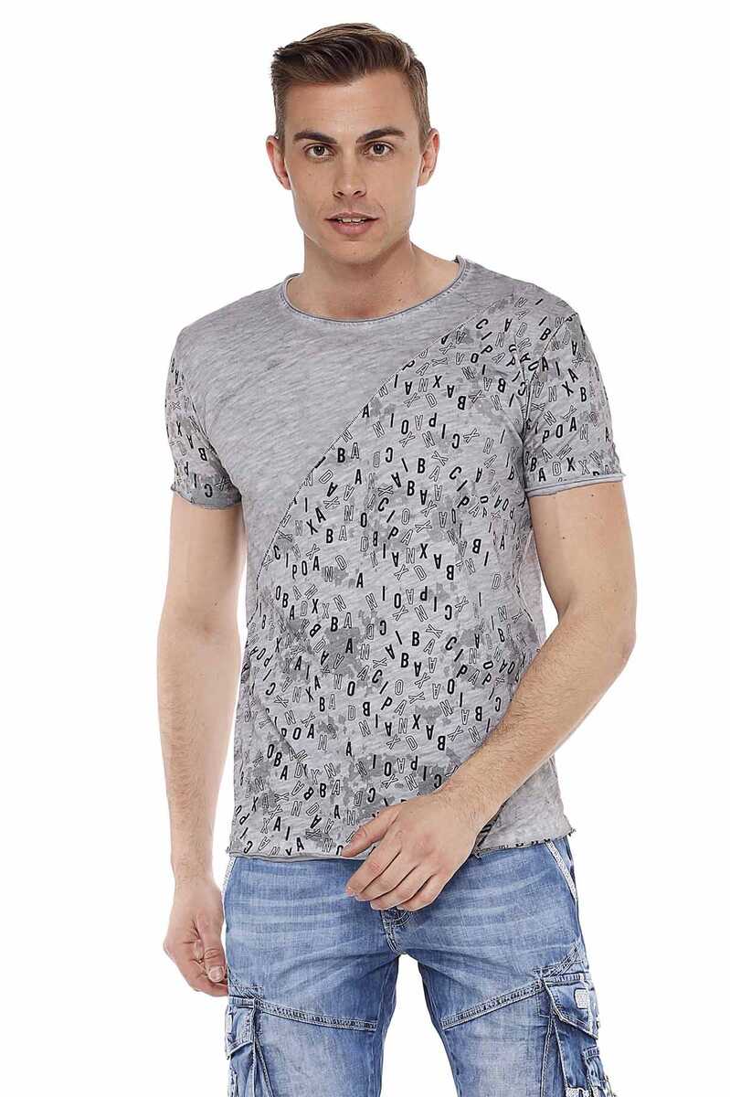 CT469 Stitched Letter Print Slim Fit Men's T-Shirt