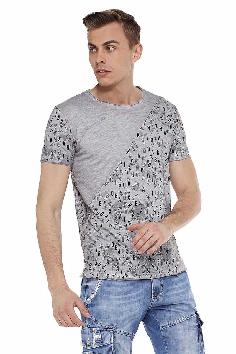 CT469 Stitched Letter Print Slim Fit Men's T-Shirt