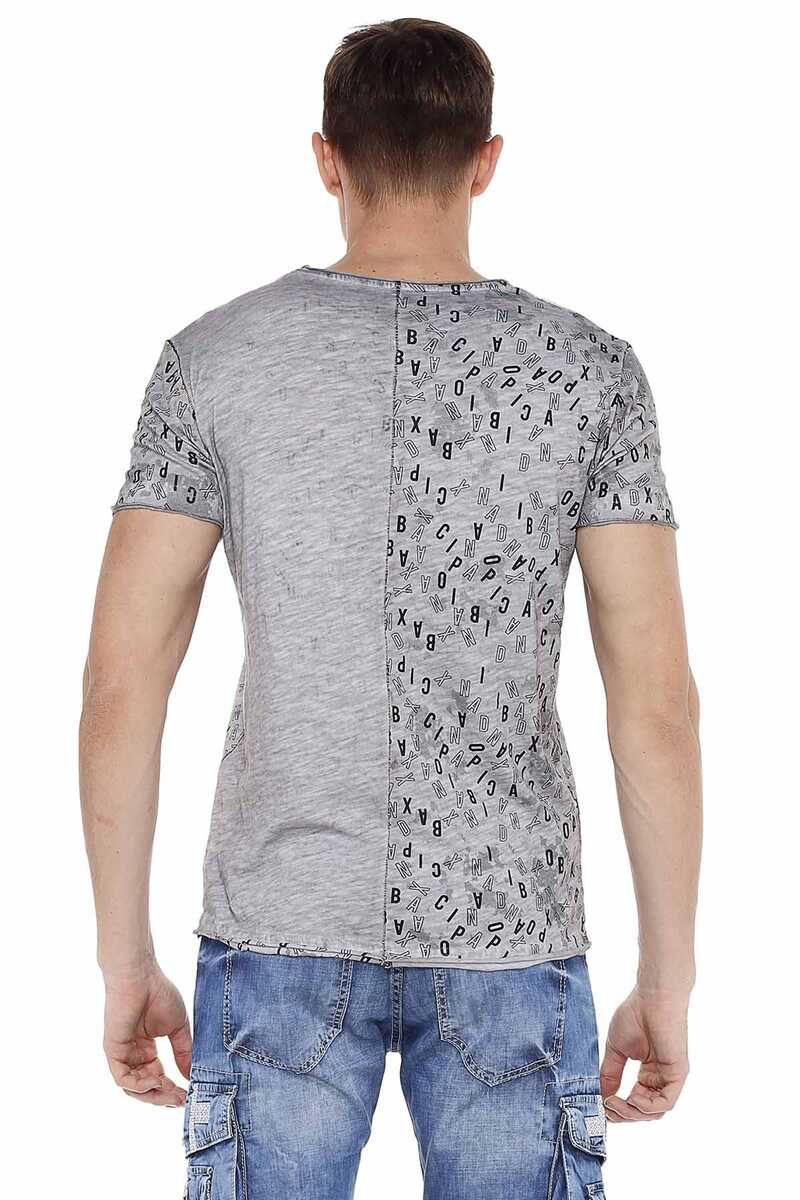 CT469 Stitched Letter Print Slim Fit Men's T-Shirt