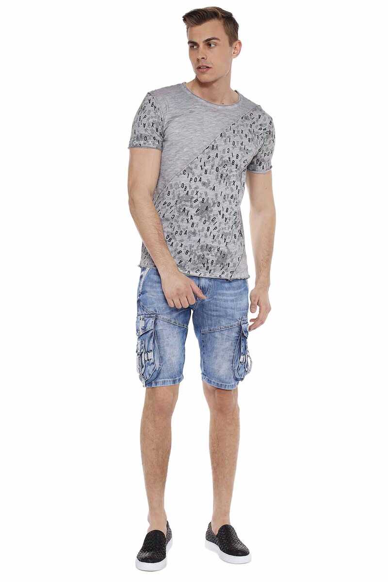 CT469 Stitched Letter Print Slim Fit Men's T-Shirt