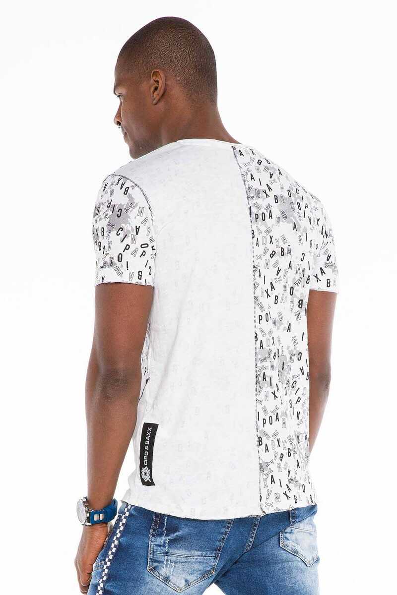 CT469 Stitched Letter Print Slim Fit Men's T-Shirt
