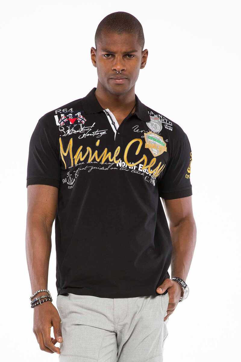 CT509 Polo Collar Embroidered Print Men's T-Shirt