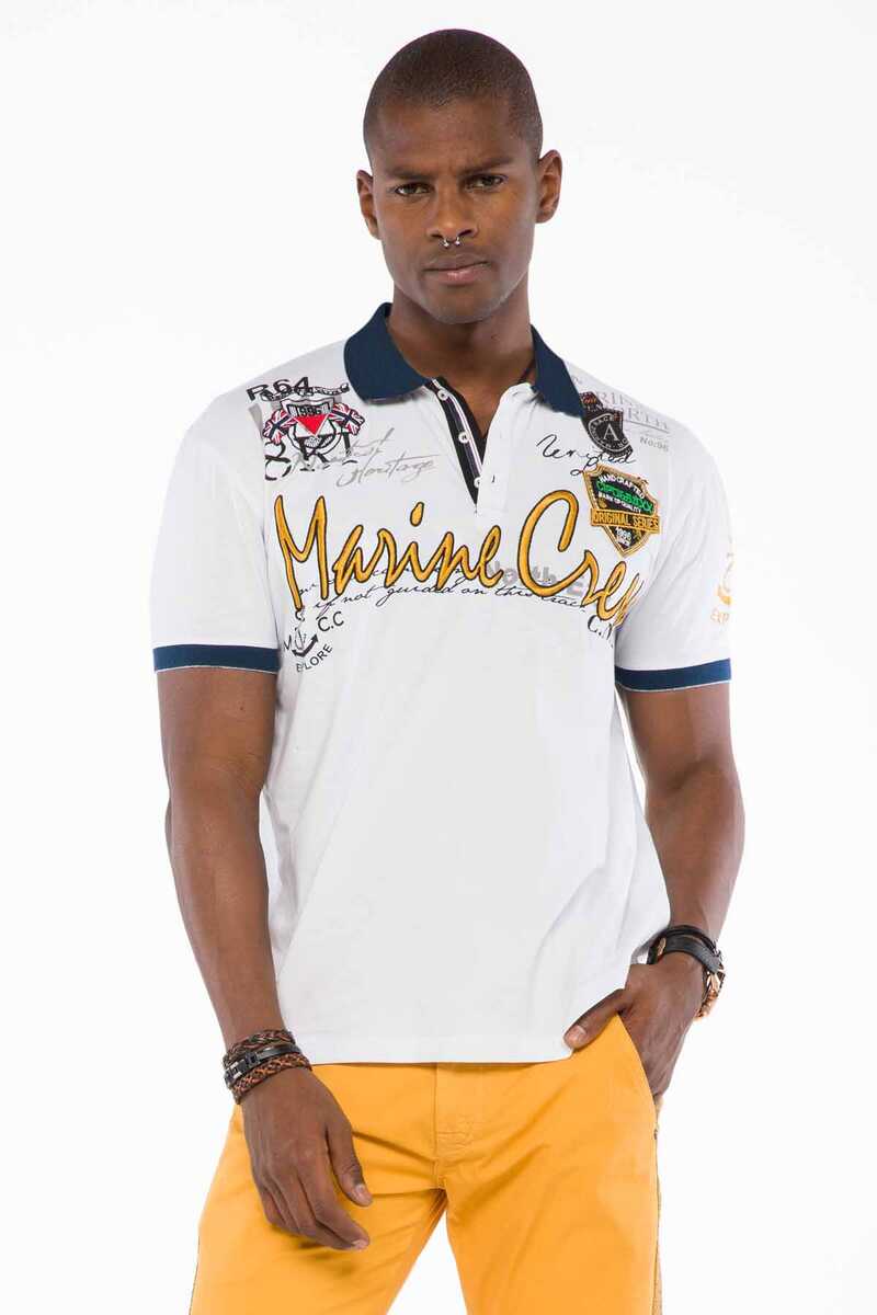 CT509 Polo Collar Embroidered Print Men's T-Shirt