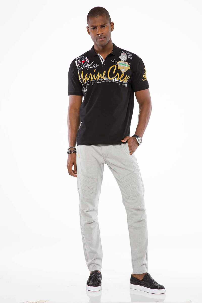 CT509 Polo Collar Embroidered Print Men's T-Shirt