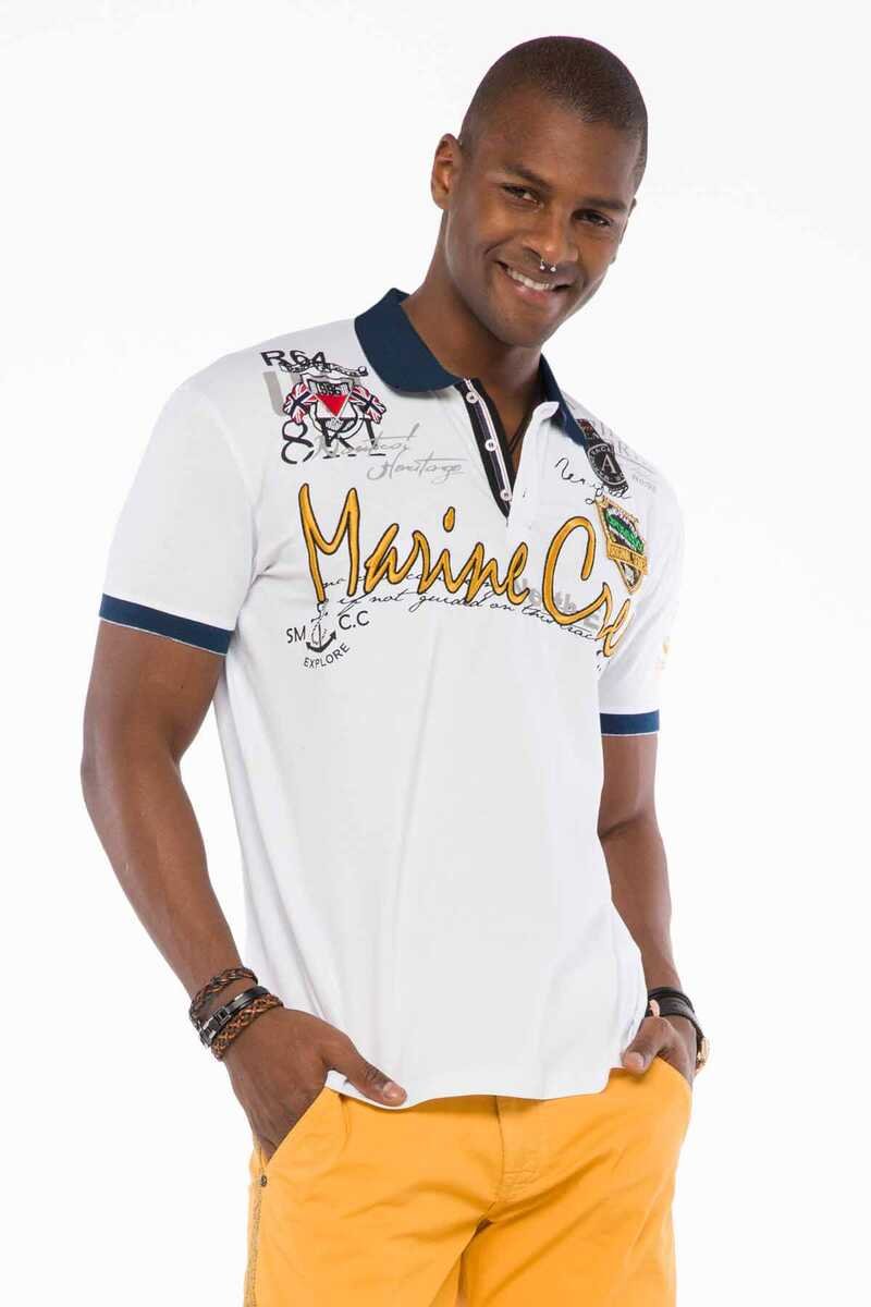 CT509 Polo Collar Embroidered Print Men's T-Shirt