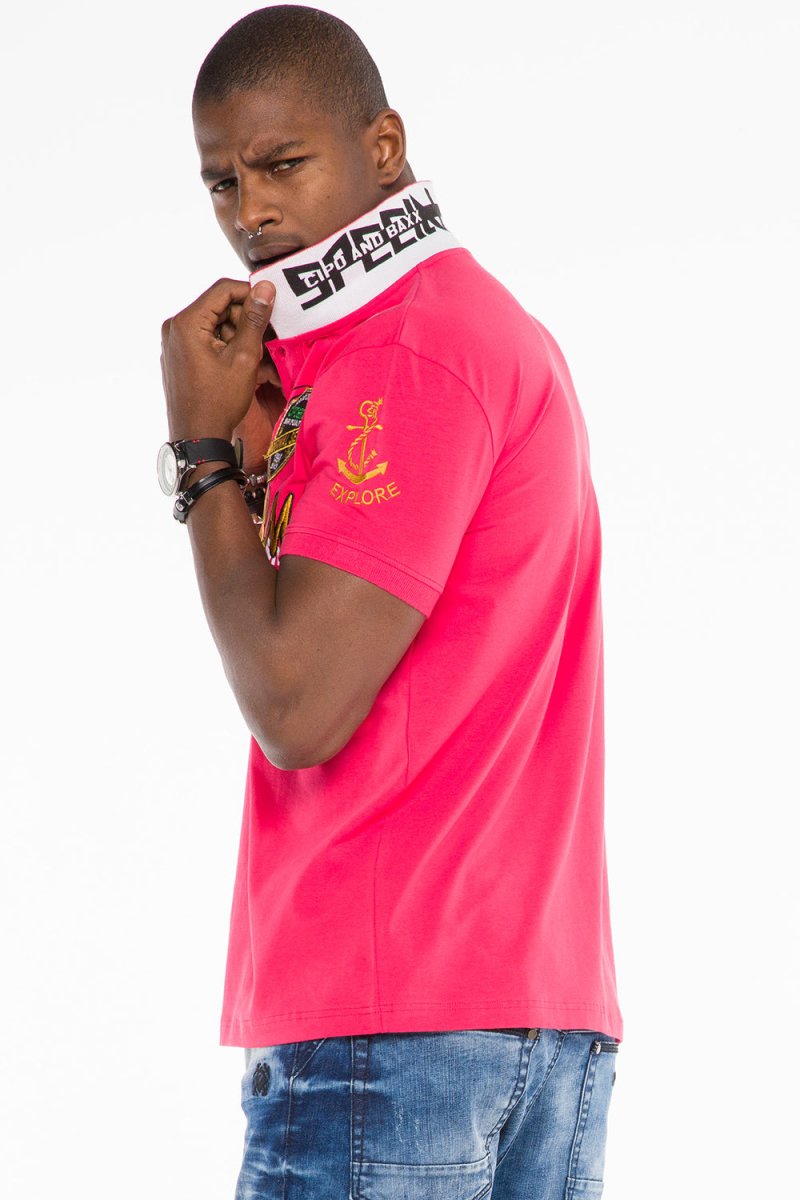 CT509 Polo Collar Embroidered Print Men's T-Shirt