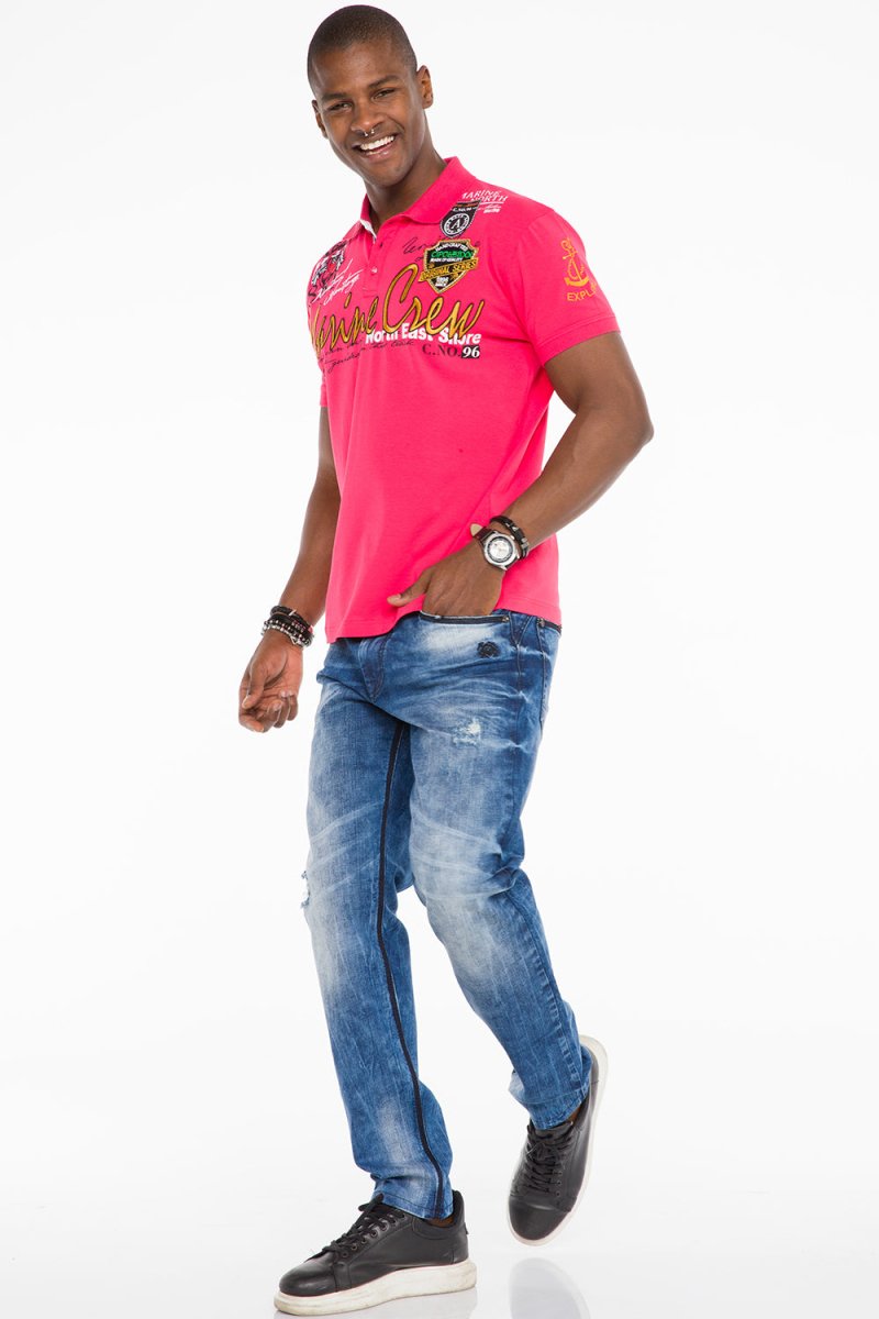 CT509 Polo Collar Embroidered Print Men's T-Shirt