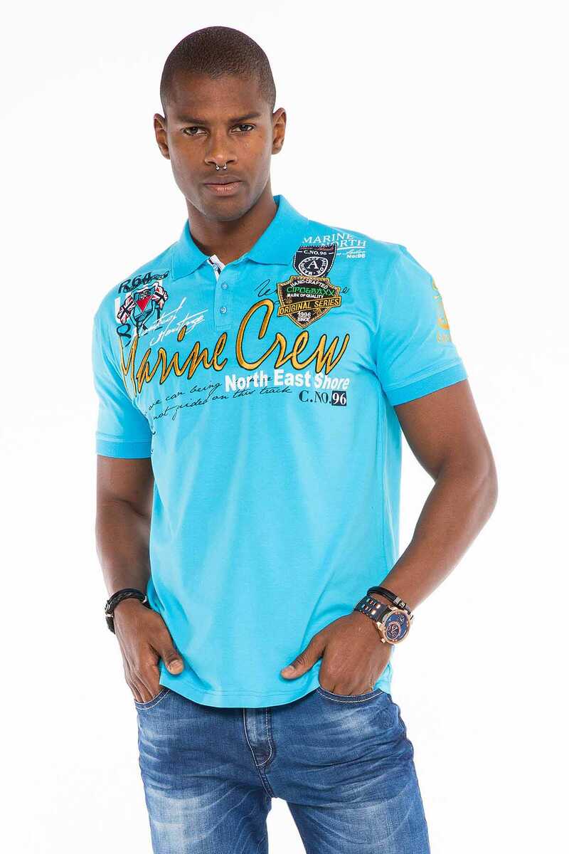 CT509 Polo Collar Embroidered Print Men's T-Shirt