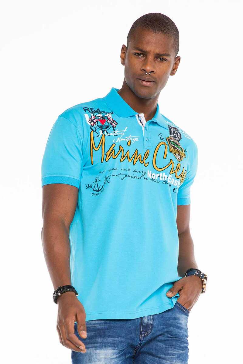 CT509 Polo Collar Embroidered Print Men's T-Shirt