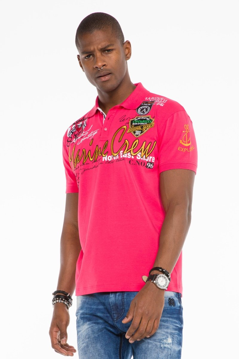 CT509 Polo Collar Embroidered Print Men's T-Shirt