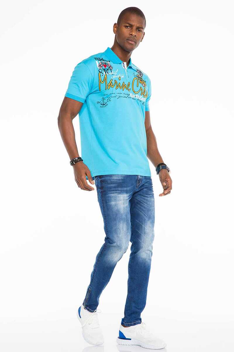 CT509 Polo Collar Embroidered Print Men's T-Shirt