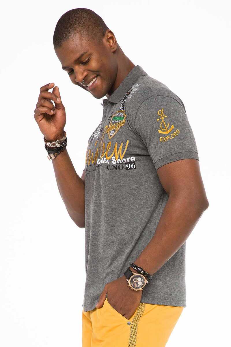 CT509 Polo Collar Embroidered Print Men's T-Shirt