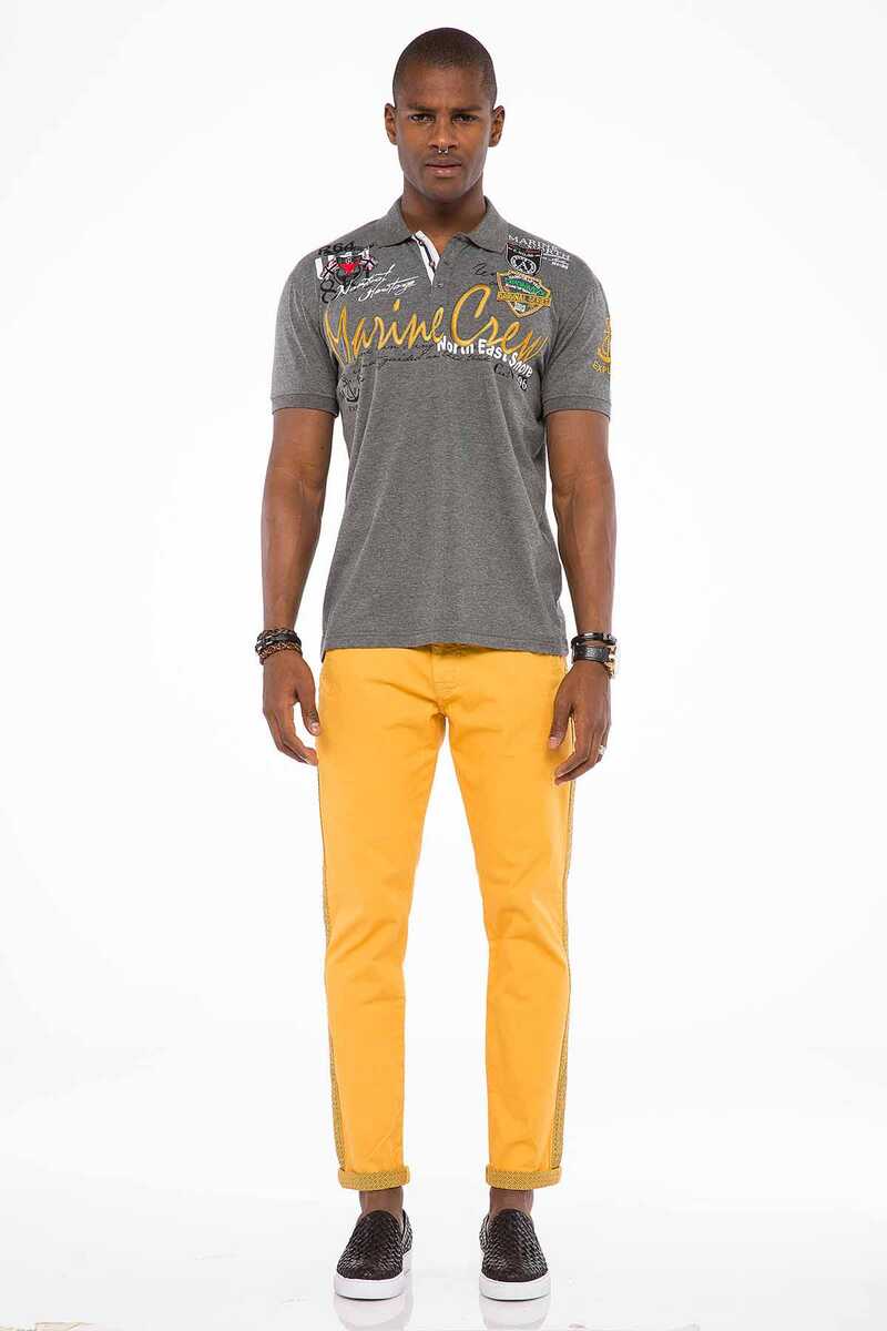 CT509 Polo Collar Embroidered Print Men's T-Shirt