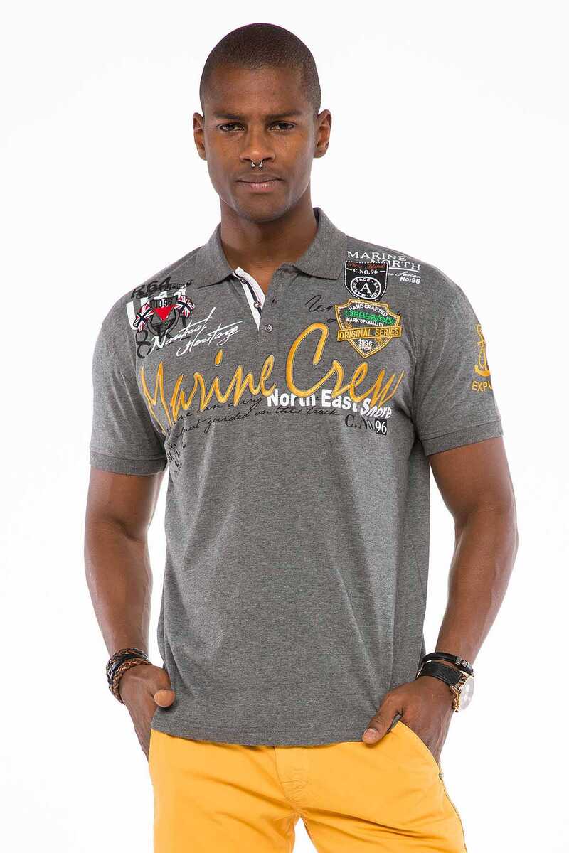 CT509 Polo Collar Embroidered Print Men's T-Shirt