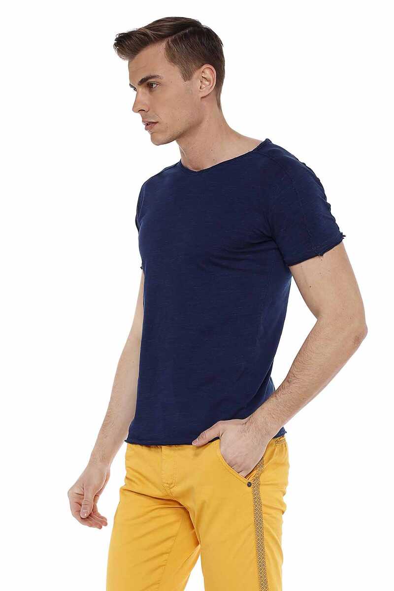 CT525 Distressed Detail Slim Fit Basic Men's T-Shirt
