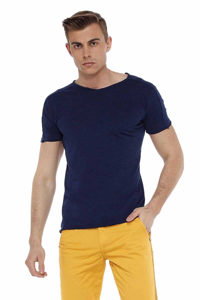CT525 Distressed Detail Slim Fit Basic Men's T-Shirt
