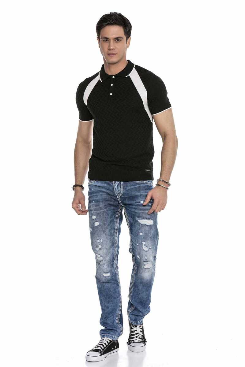 CT652 Textured Knit Polo T-Shirt