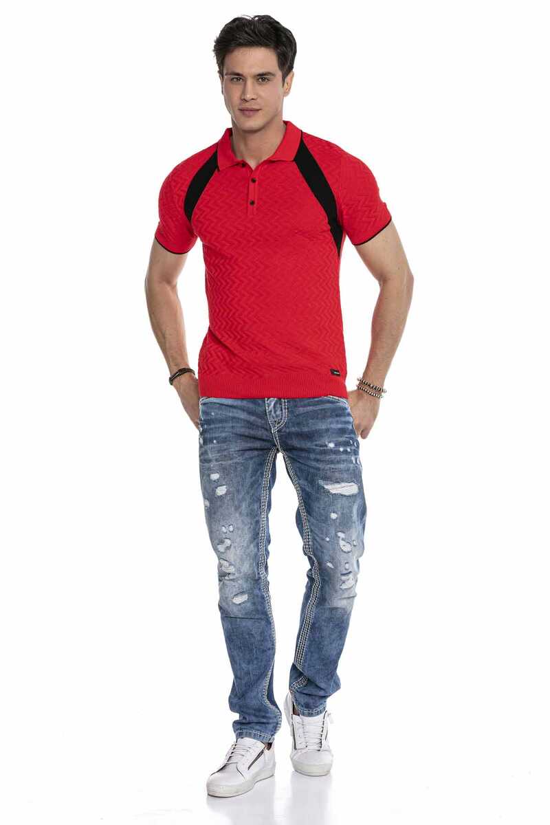 CT652 Textured Knit Polo T-Shirt