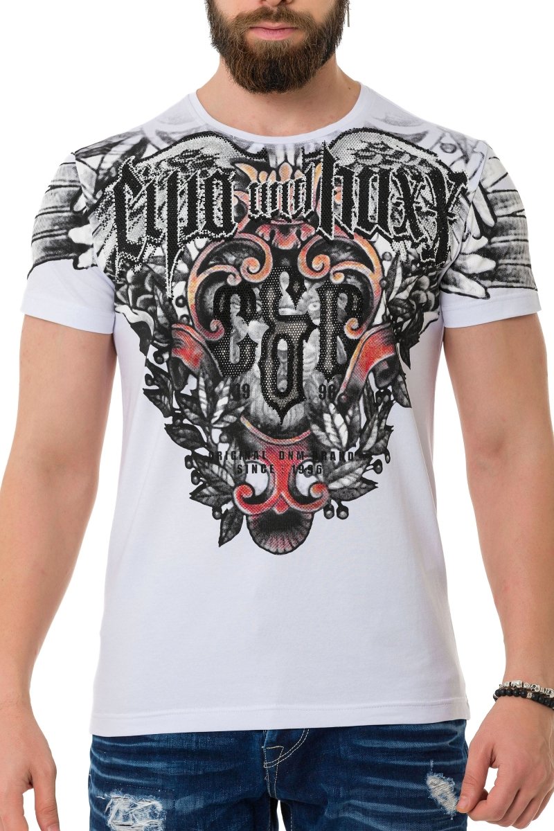CT728 Stone Vintage Print T-Shirt
