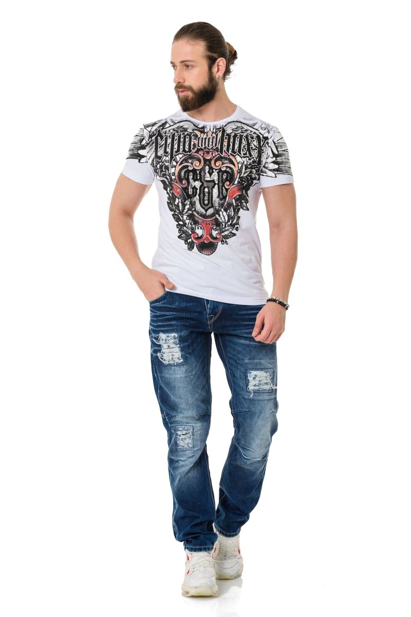 CT728 Stone Vintage Print T-Shirt