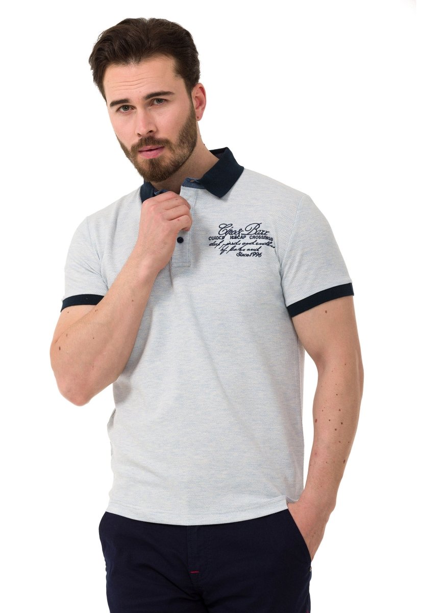 CT767 Text Print Polo Men's T-Shirt