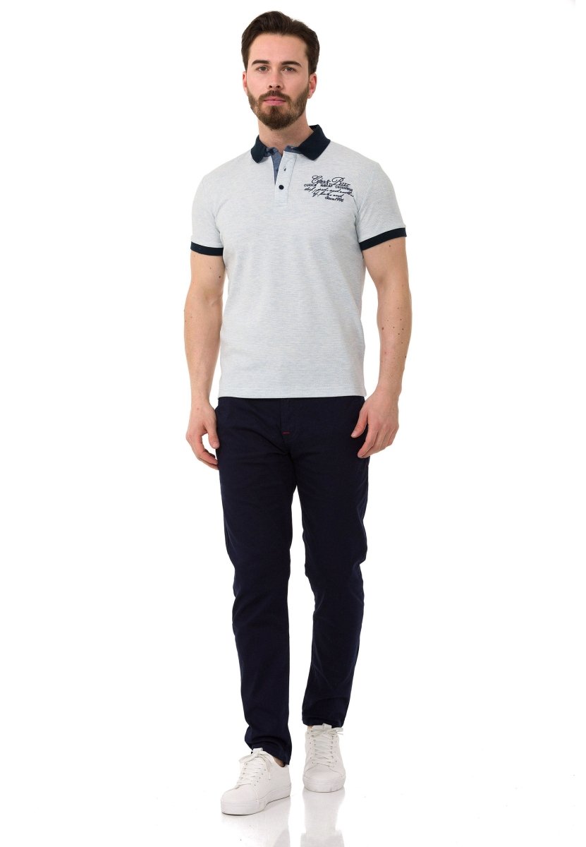 CT767 Text Print Polo Men's T-Shirt