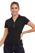 WT361 Ribbed Textured Round Neck Basic Women's T-Shirt