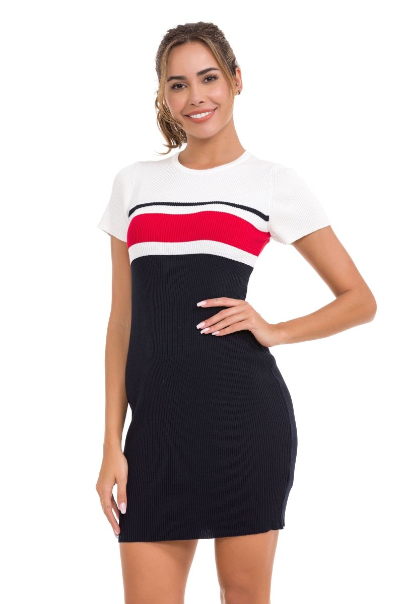 WP257 Striped Knit Mini Dress